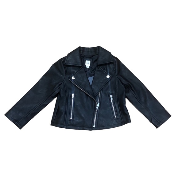 Gap faux leather black moto jacket, 3T - Picture 7 of 7